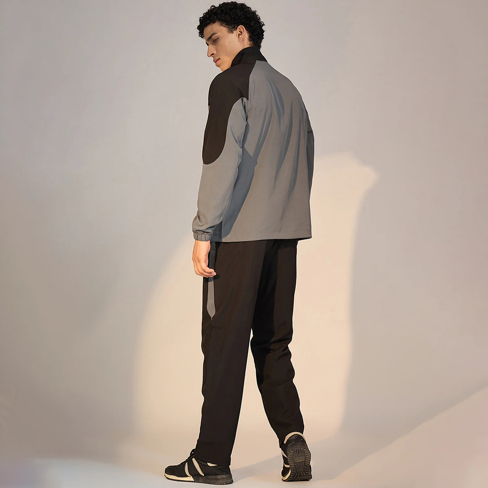 Custom Logo Winter Men's Sportswear Two-Piece Tracksuit Set with Zip Jacket and Jogging Pants-Spandex/Polyester Material
