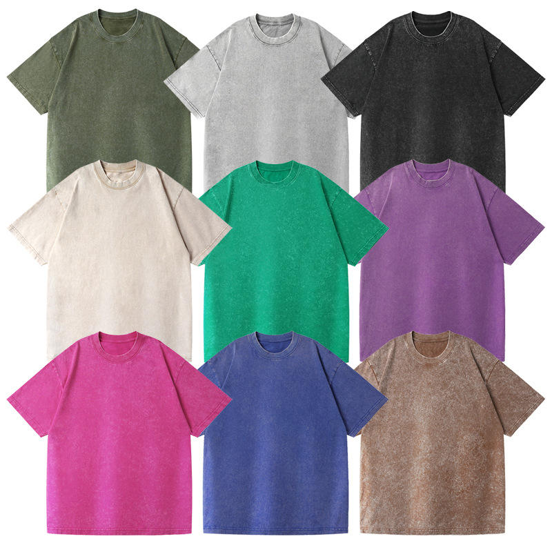 High Quality 100% Cotton Vintage Acid Washed Oversized 240 Gsm Men's Printed T-Shirts Yarn Dyed Eco-Friendly Quick Dry