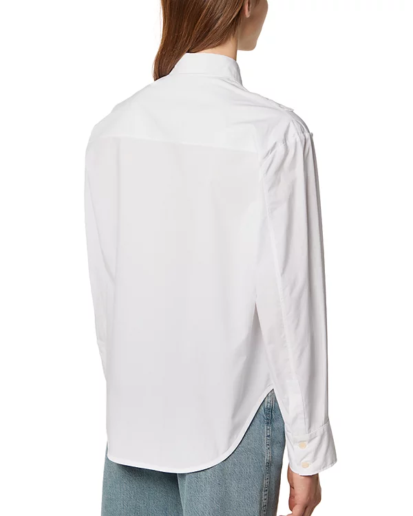 Women's Elegant Casual White Cotton Blouse Turn-Down Collar Long Sleeve Checkered Lace Embroidered V-Panel Button Down Top