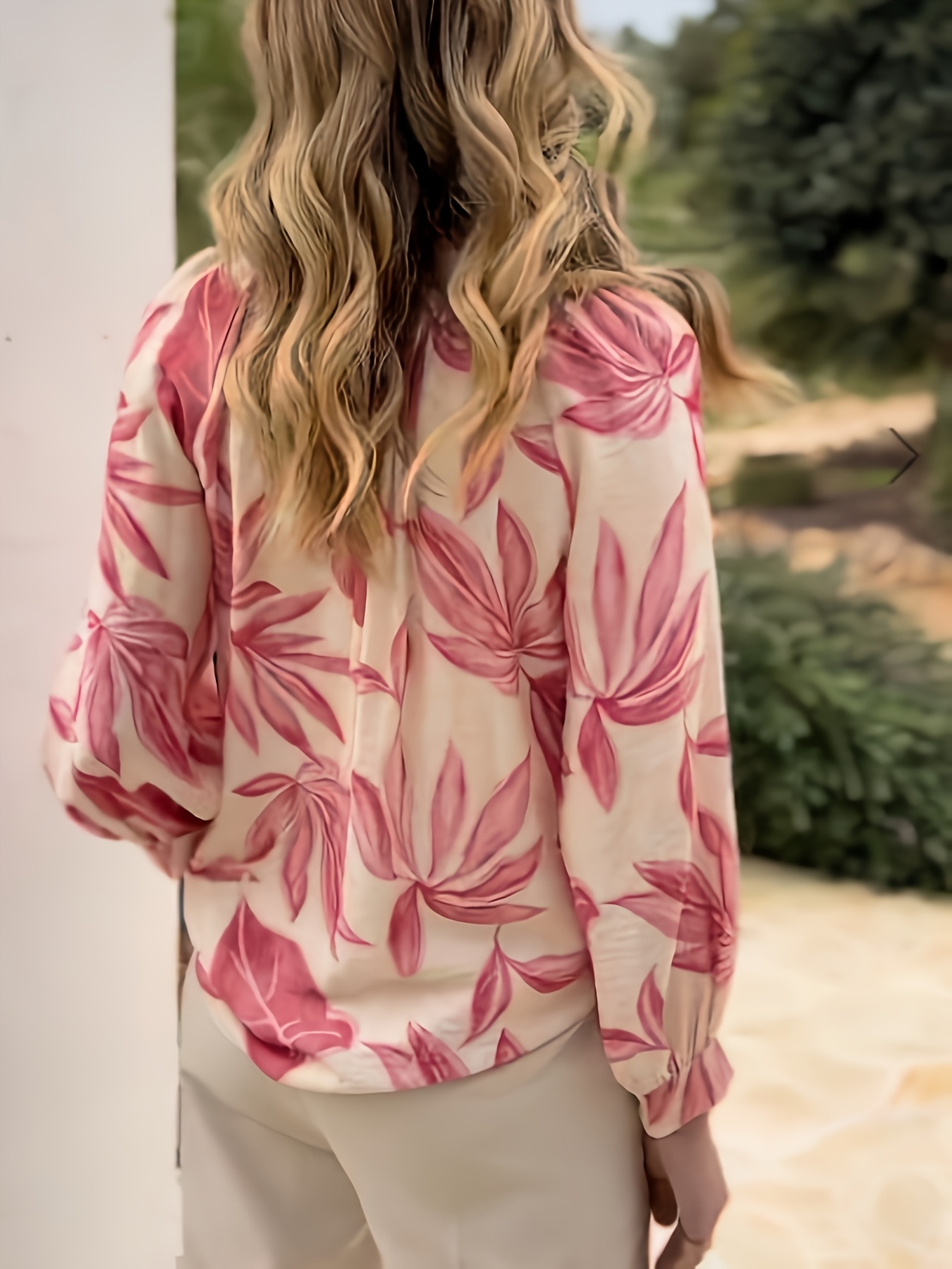 Women's Plus Size Floral Leaf Print Long Sleeve Casual Blouse Button-Down Design for Spring Autumn Winter