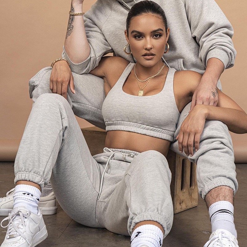 2021 Popular Style Customize Tracksuit Womens Cotton Polyester Blank Jogger Sets Track Sport Suits
