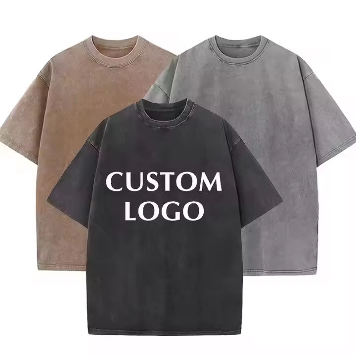 Heavy Weight Tshirts Graphic 100% Cotton Plus Size Men's T-shirt Acid Wash Oversized Blank Custom Logo Mens Casual T Shirts