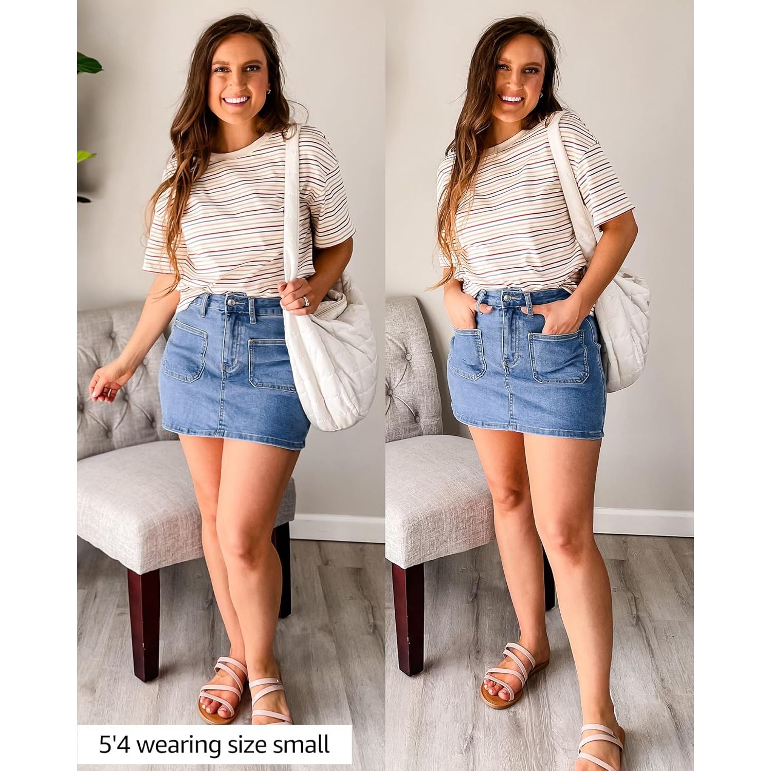 2025 Trendy High Waisted Stretchy Denim Midi and Maxi Skorts for Women Casual Patch Pocket Mini Skirt Shorts