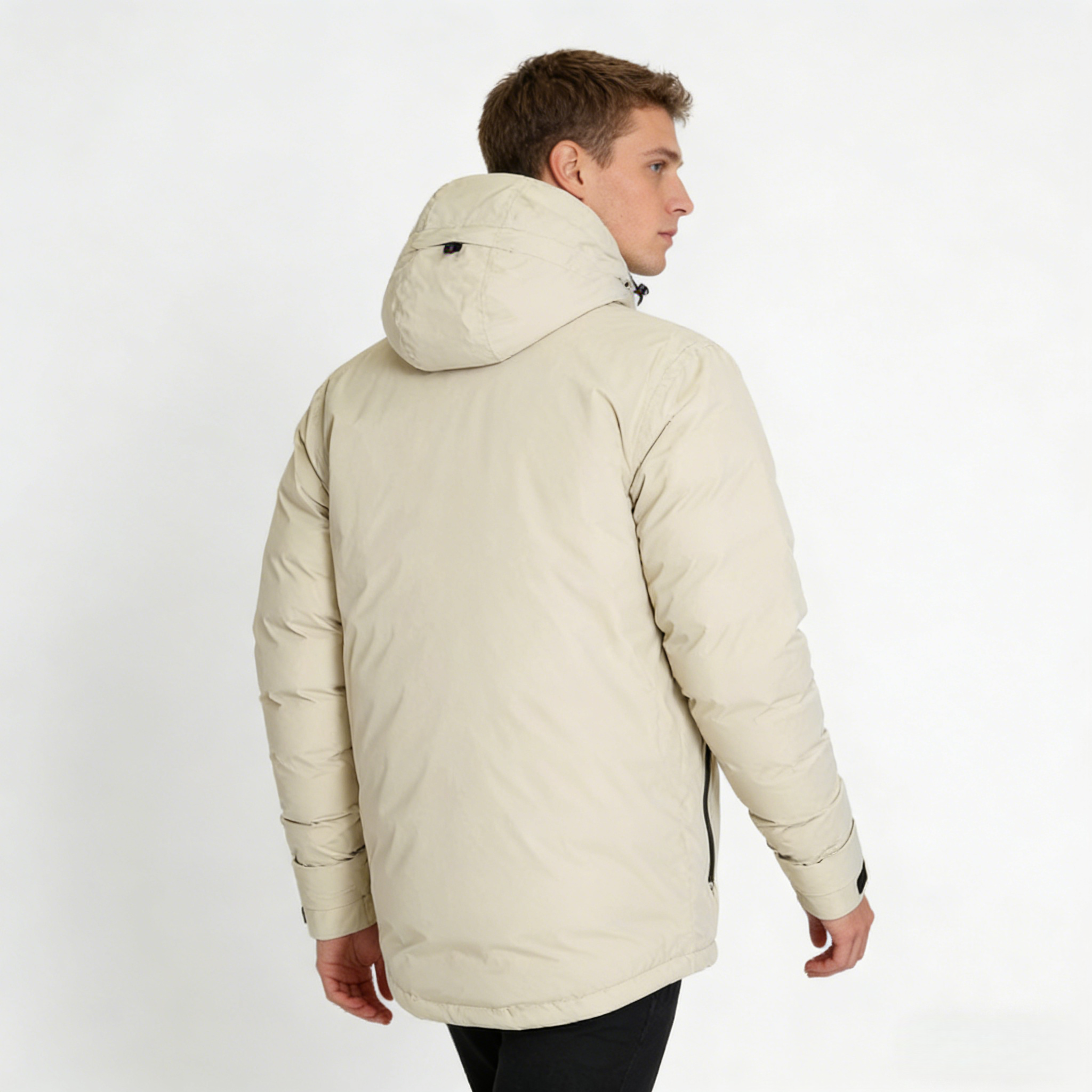 Mens Nylon Ripstop TPU Breathable Membrane Waterproof White 90% Duck Down Hooded Zipper Outdoor Padding Puffer Winter Jacket