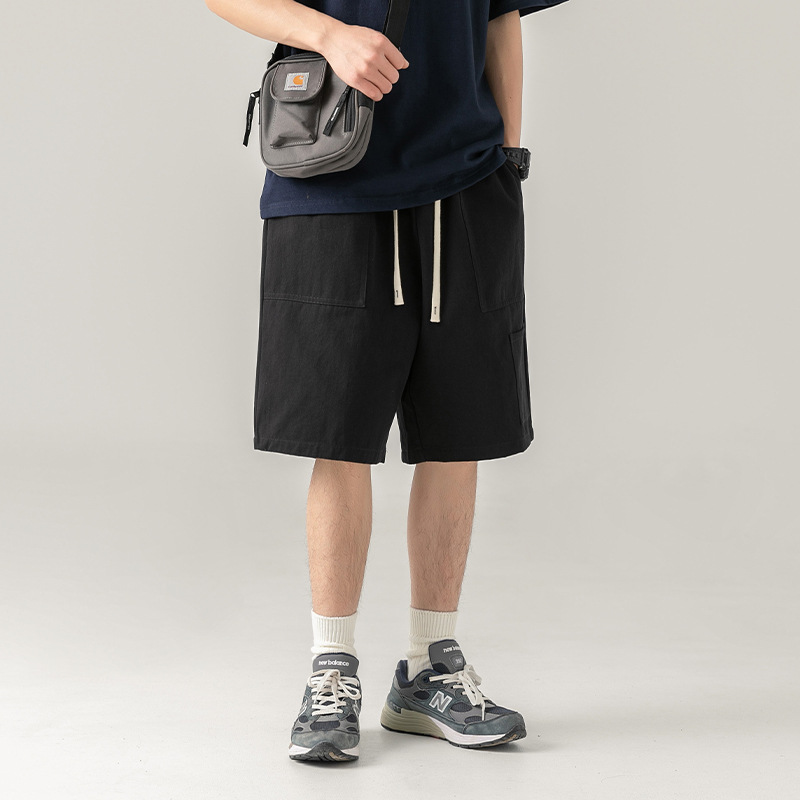 Gelan Men's Casual Cargo Pants Five Quarter Summer Shorts with Custom Cotton Printing Solid Pattern Loose Fit