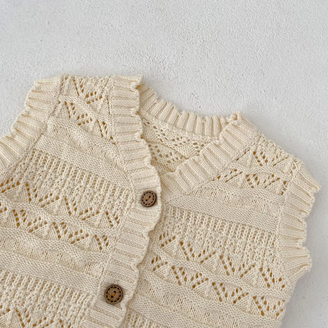 Autumn Infant Kids Boys Girls Sweater Knitwear Spring Clothes Baby Flower V Neck Knitted Cardigan Vest