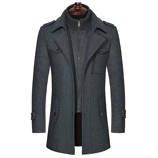Men's High Quality New Winter Cashmere Overcoat &amp; Wool Blend Trench Coat-Business Casual Style