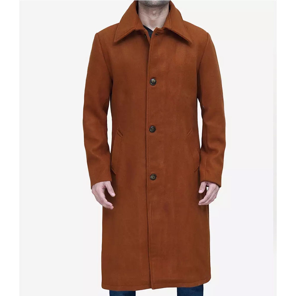 Elegant Men's Wool Blend Trench Coat Winter Jacket Warm Long Overcoat for Autumn Streetwear Casual Formal Outerwear Wholesale
