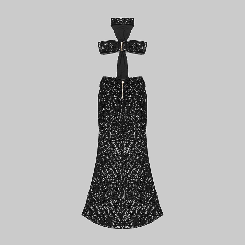Hot Sale Luxury Dinner Cocktail Dress Sexy Straight Embroidered Sequin Long Natural Waist Solid Pattern Vintage Eco-Friendly