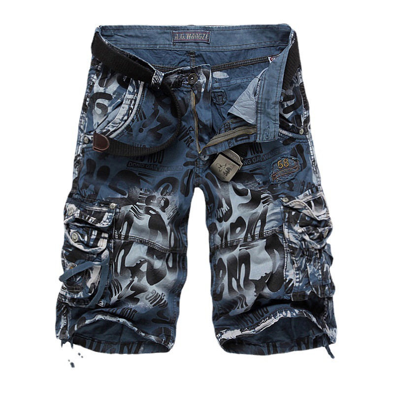2026 Foreign Trade Cargo Pants New Style Shorts Camouflage Multi-Pocket Workwear Style 5/10 Loose Large Size Zipper Fly Mid