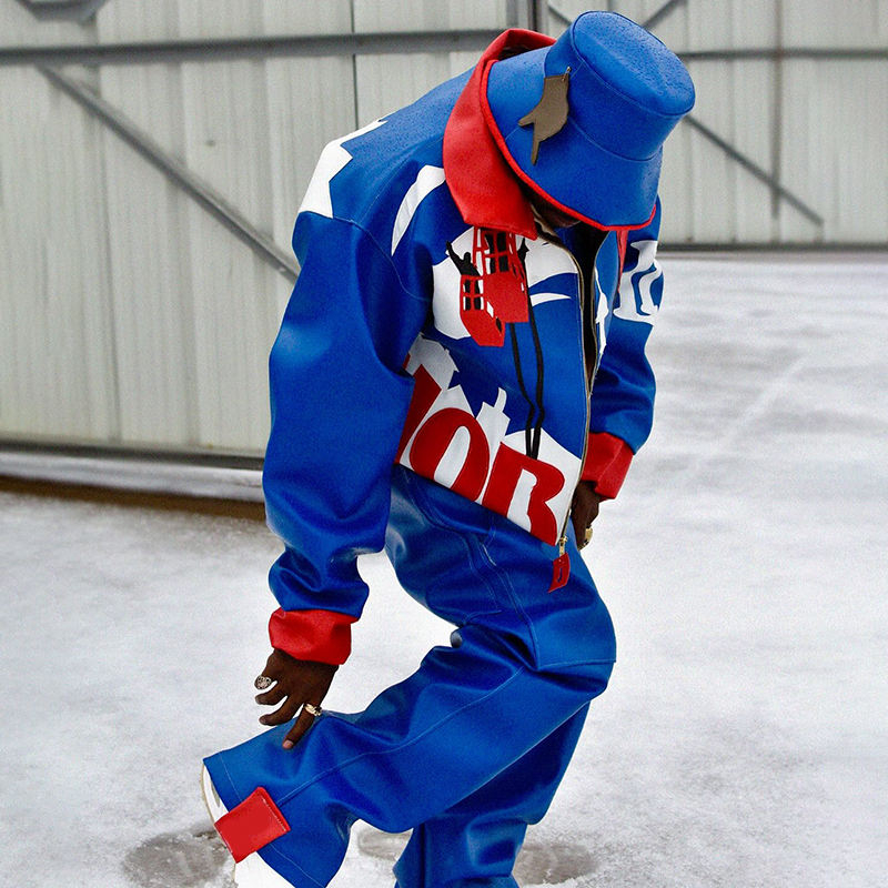 High Quality Windbreak Tracksuit Men Jogger Two Piece Set Color Block Reflective Chest Pocket Waterproof Outdoor Sports Suit