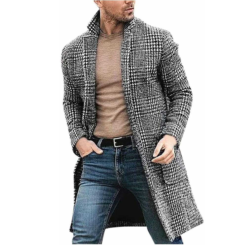 New Arrival Unisex Solid Color Woolen Overcoat Trench Long Sleeve Soft Breathable Customized Color &amp; Logo Men's Casual Outerwear