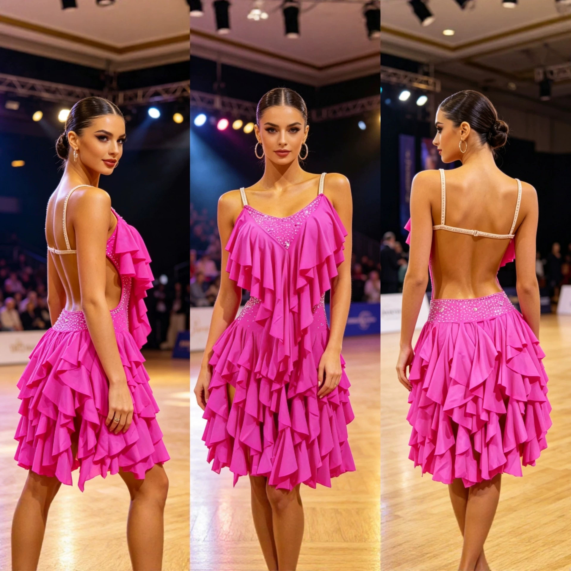 Rose pink Latin Dance Competition Table Performance Costume Professional Stage Tassel Ladies' Party Costumesa Cocktail Dress