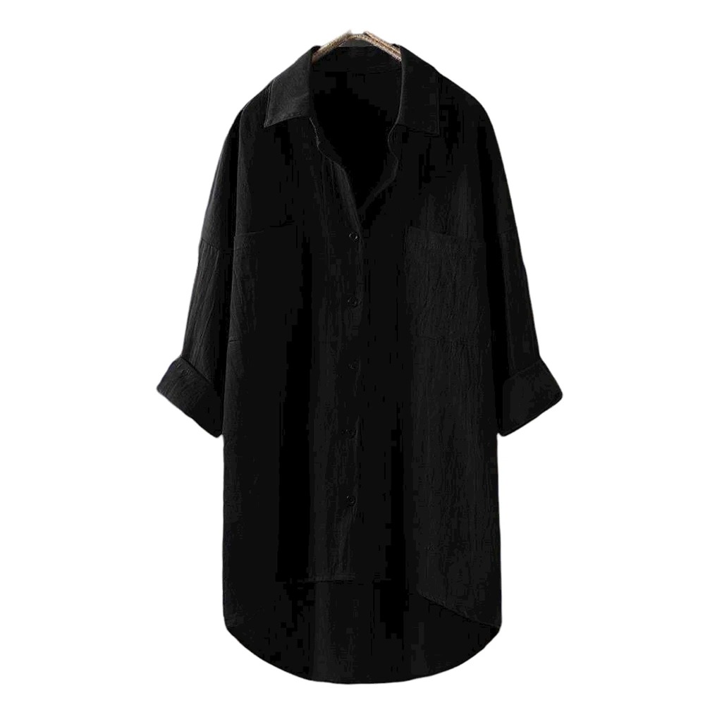 Women's Plus Size Casual Loose Button Blouses Long Sleeve Solid Color Fashion Elegant Jersey T-Shirt Long Shirts