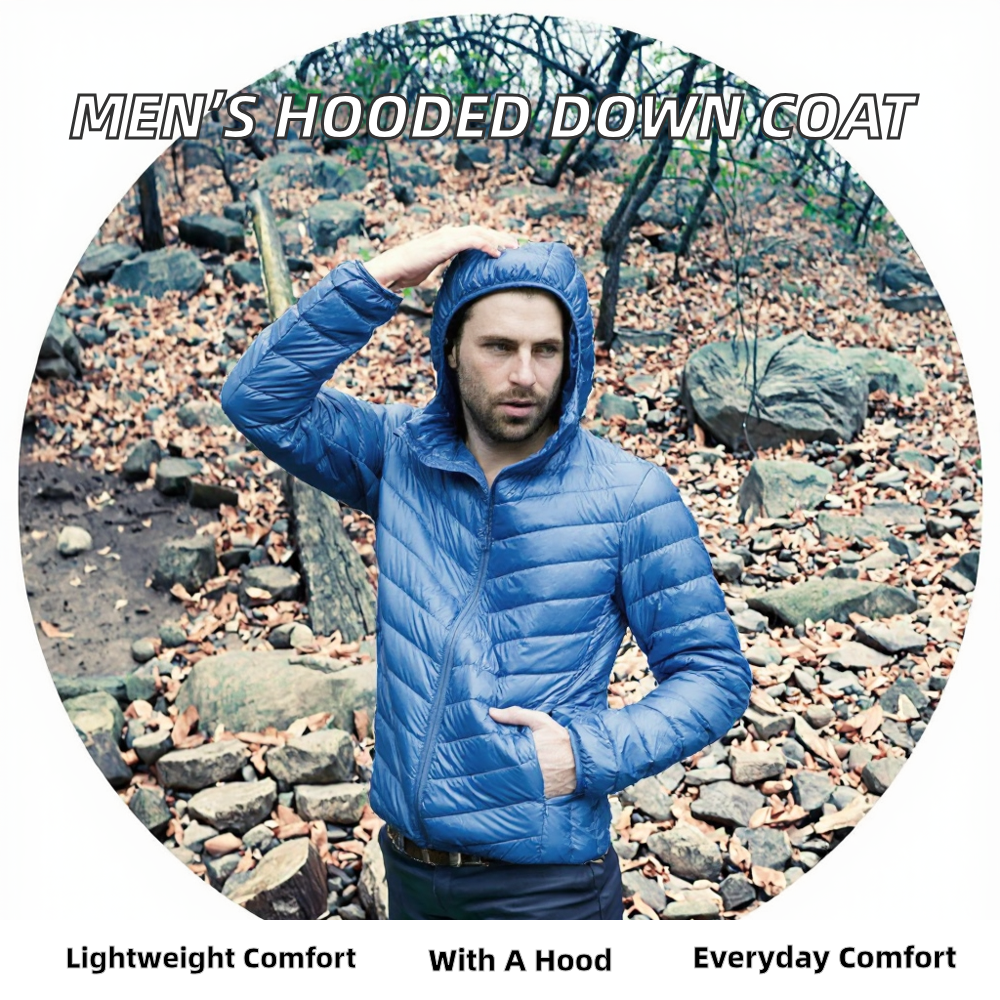 Wholesale Men Winter OEM Custom Logo Eco-Friendly 90% Down Thick Lightweight Sport Puffer Hooded Parkas Casual Insulated Jacket