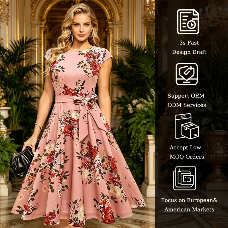 2026 New Sexy Women's Vintage Empire Waist Tea-Length Cocktail Wedding Dress Casual Evening Gown Baptism O-Neck Short Sleeves