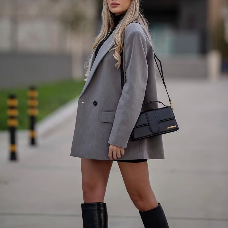 ZATRHMBM Women 2023 New Fashion Multicolor Double Breasted Blazer Vintage Long Sleeve Patch Pocket Ladies Outerwear Stylish Top
