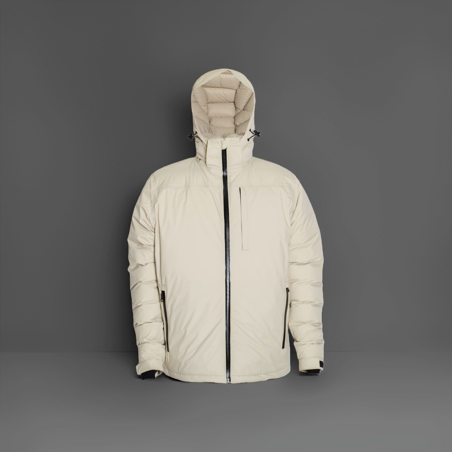Mens Nylon Ripstop TPU Breathable Membrane Waterproof White 90% Duck Down Hooded Zipper Outdoor Padding Puffer Winter Jacket
