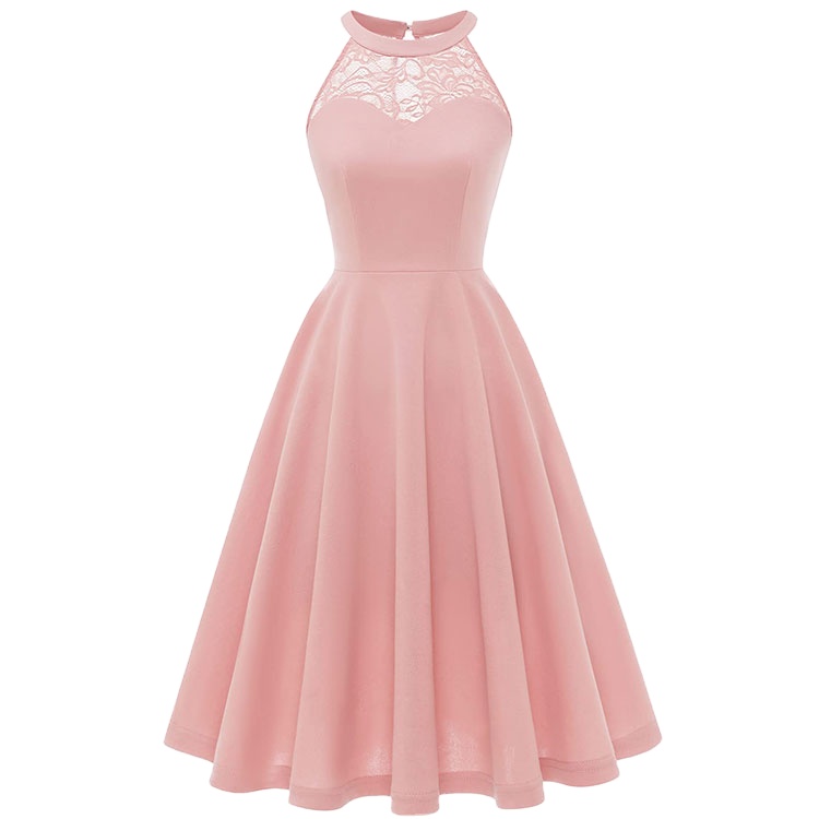 OEM Service Wholesale Elegant Ladies Lace Detail Cocktail Party Dress Customized Women Summer Evening A-line Dresses