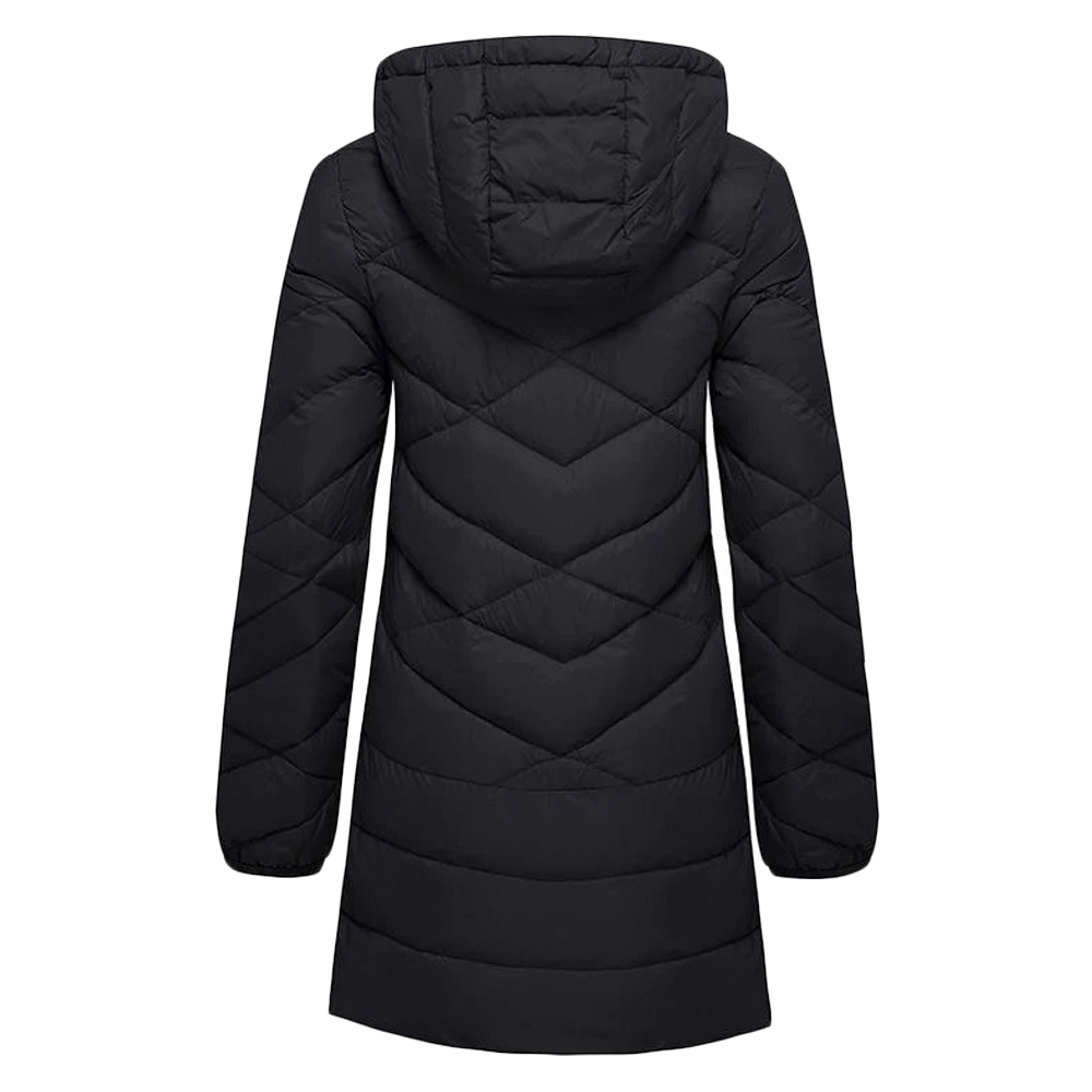 High Quality Palin Black Color Women Long Puffer Coat Customize Logo Breathable Fabric Cotton Filling Ultra Warm Parka Jacket