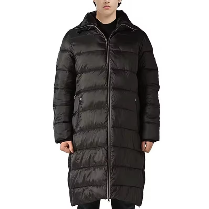 Men's Reversible Hooded Puffer Parka Plus Size Long Down Coat With Zipper Closure Breathable And Removable Hood