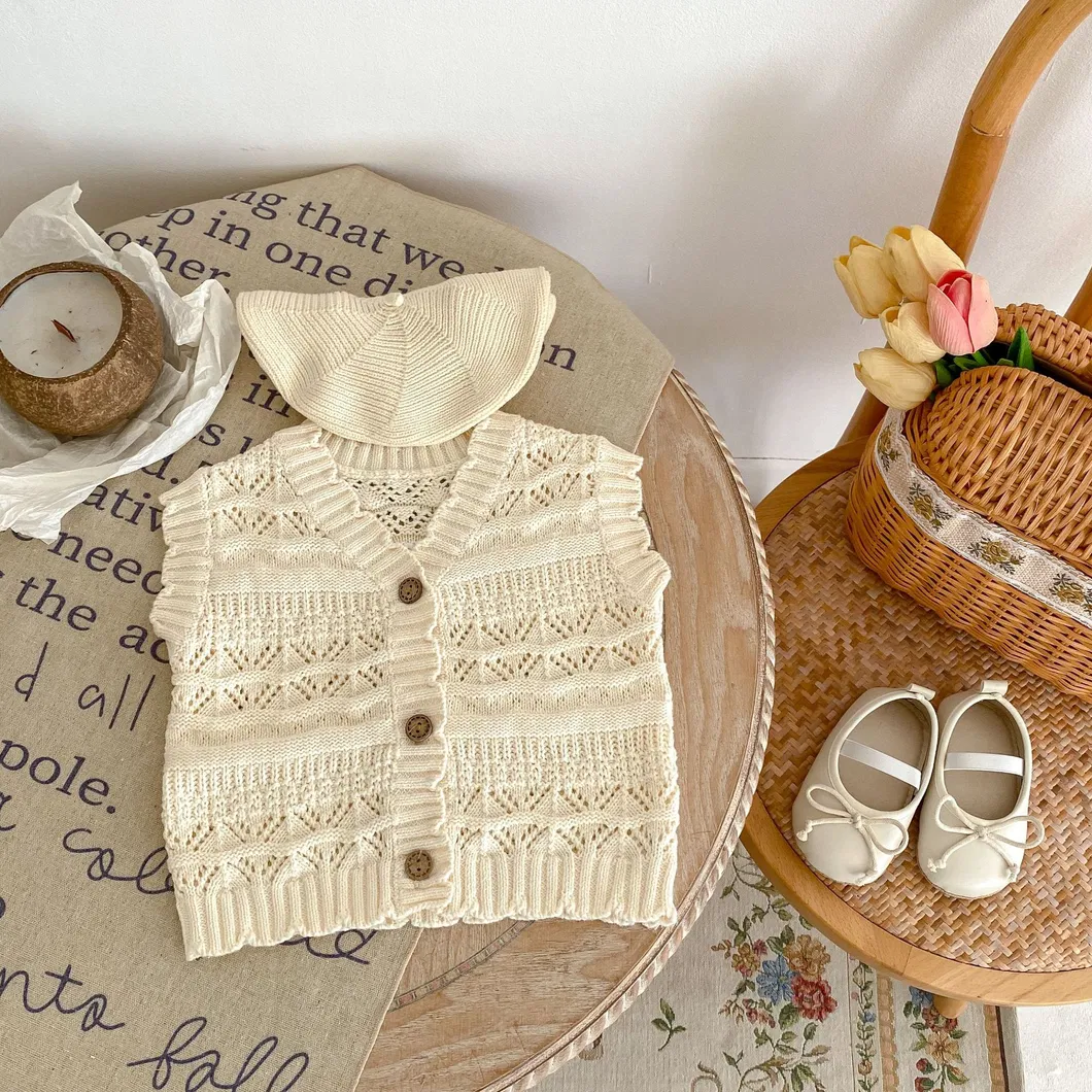 Autumn Infant Kids Boys Girls Sweater Knitwear Spring Clothes Baby Flower V Neck Knitted Cardigan Vest