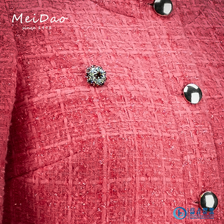 Meidao-010357 Hot Sell New Design Ladies Red Tweed and Collarless Blazer
