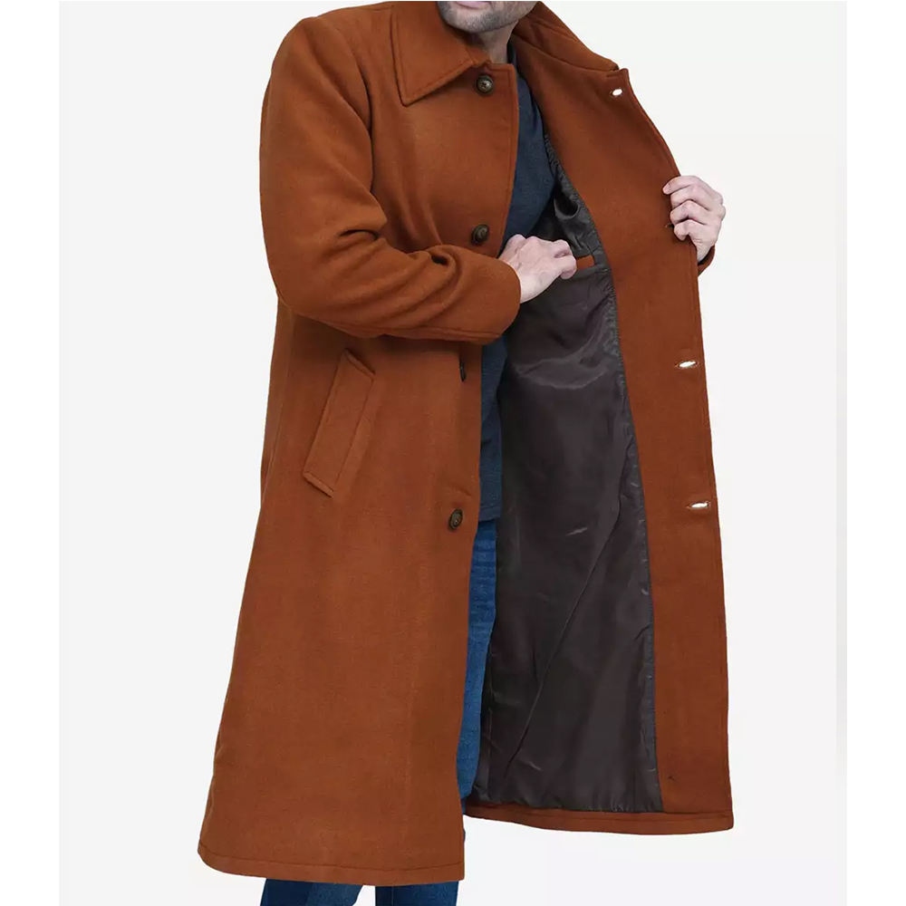 Elegant Men's Wool Blend Trench Coat Winter Jacket Warm Long Overcoat for Autumn Streetwear Casual Formal Outerwear Wholesale