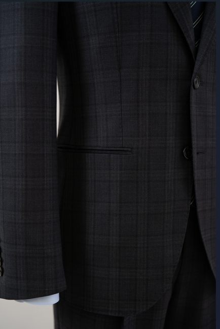 Dark Blue Retro Wool Blazer Men Refreshing Formal Single-Breasted Business Suit Flat Barge Collar Pants Plus Size Fabric Jacket