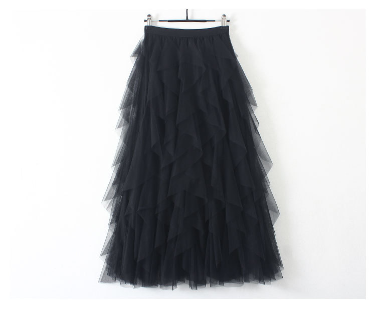 Tulle Skirts Womens Skirts Fashion Elastic High Waist Mesh Tutu Maxi Pleated Long Midi Jupe Women's Skirt