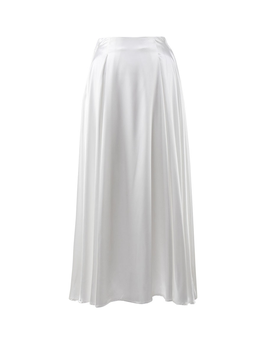 Women's Retro Satin High Waist Maxi Skirt - Flowy A-Line Midi Skirt for Elegant Daily &amp; Formal Occasions
