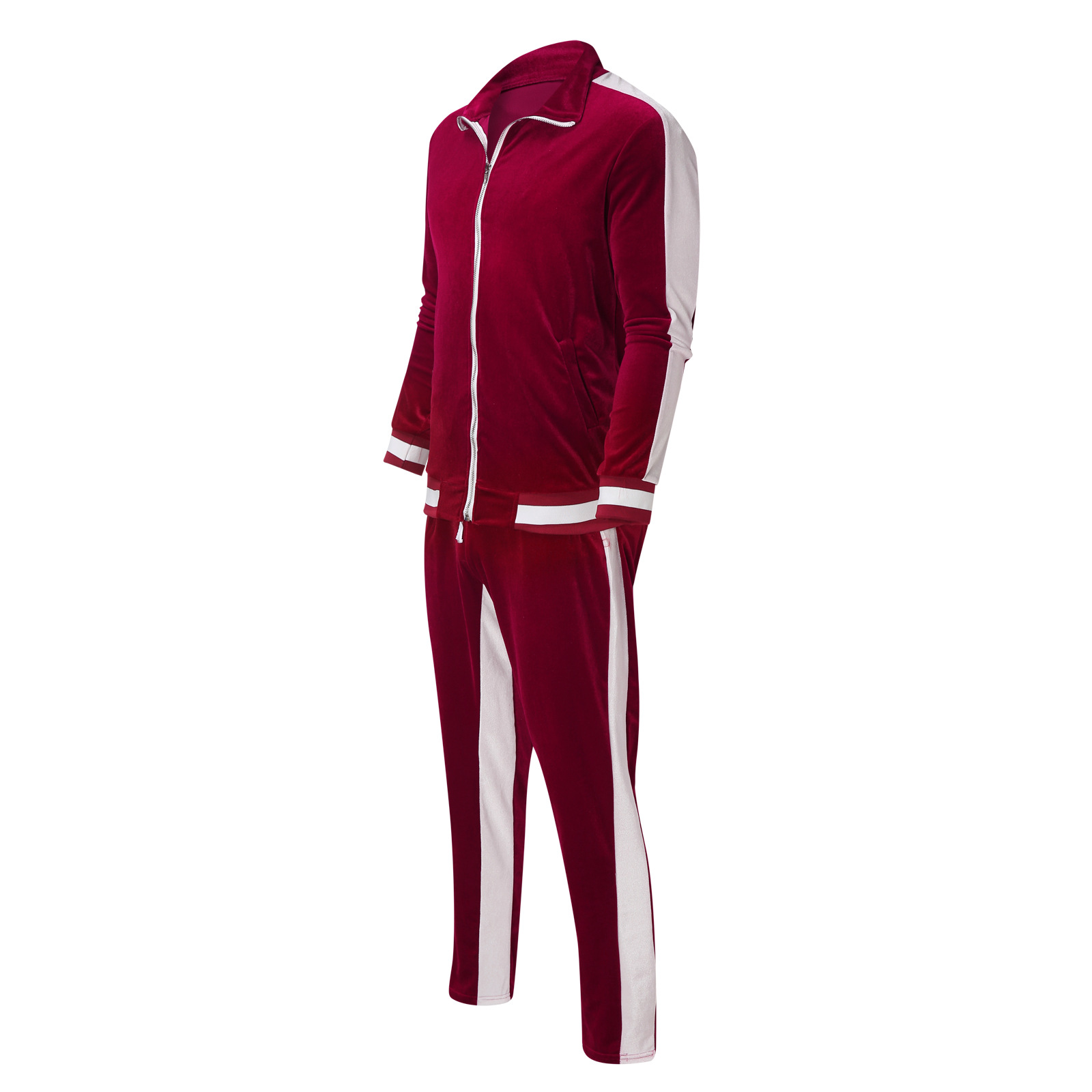 Custom logo velvet mens tracksuit set