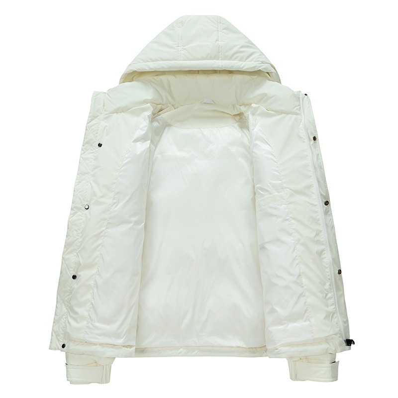 High Quality Customizable Canvas Hooded Windproof Down Filled Thick Heated Winter Puffer Jacket for Men Outdoor Sports