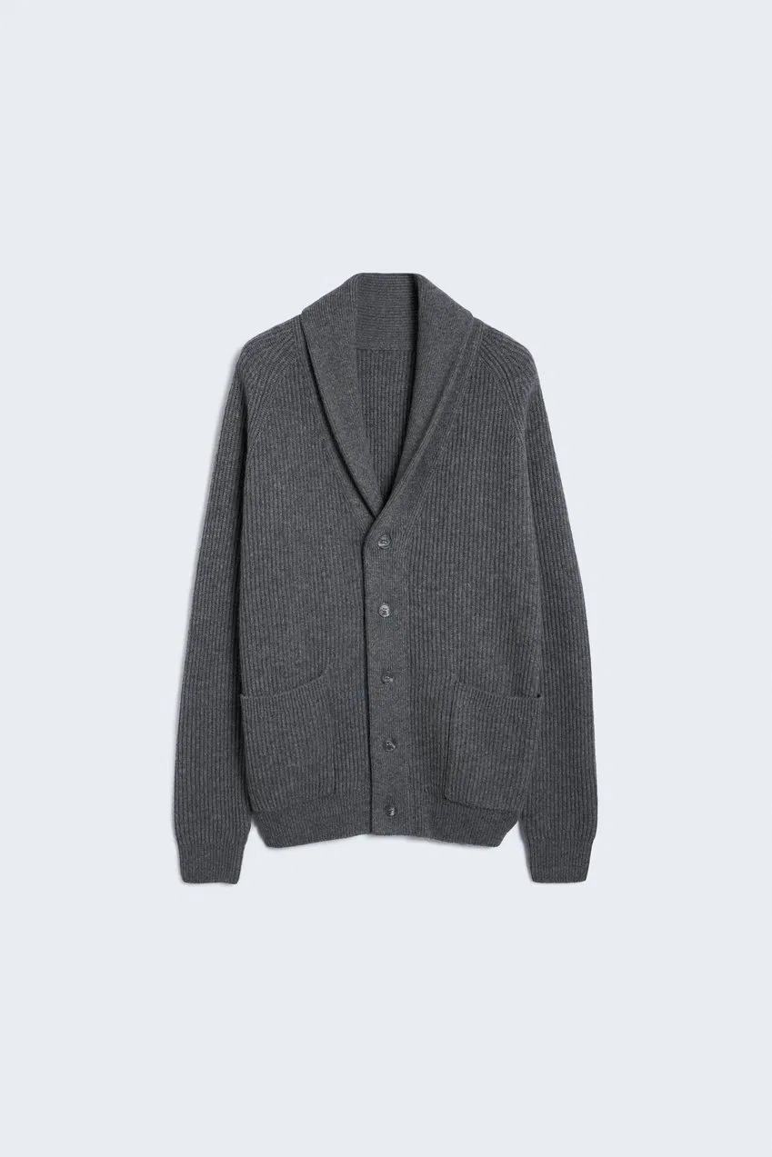 Wholesale Customized Men Luxury Wool Knitted Sweater Buttoned Cardigan Coat Male Knitted Sweater Coat with Wide Collar