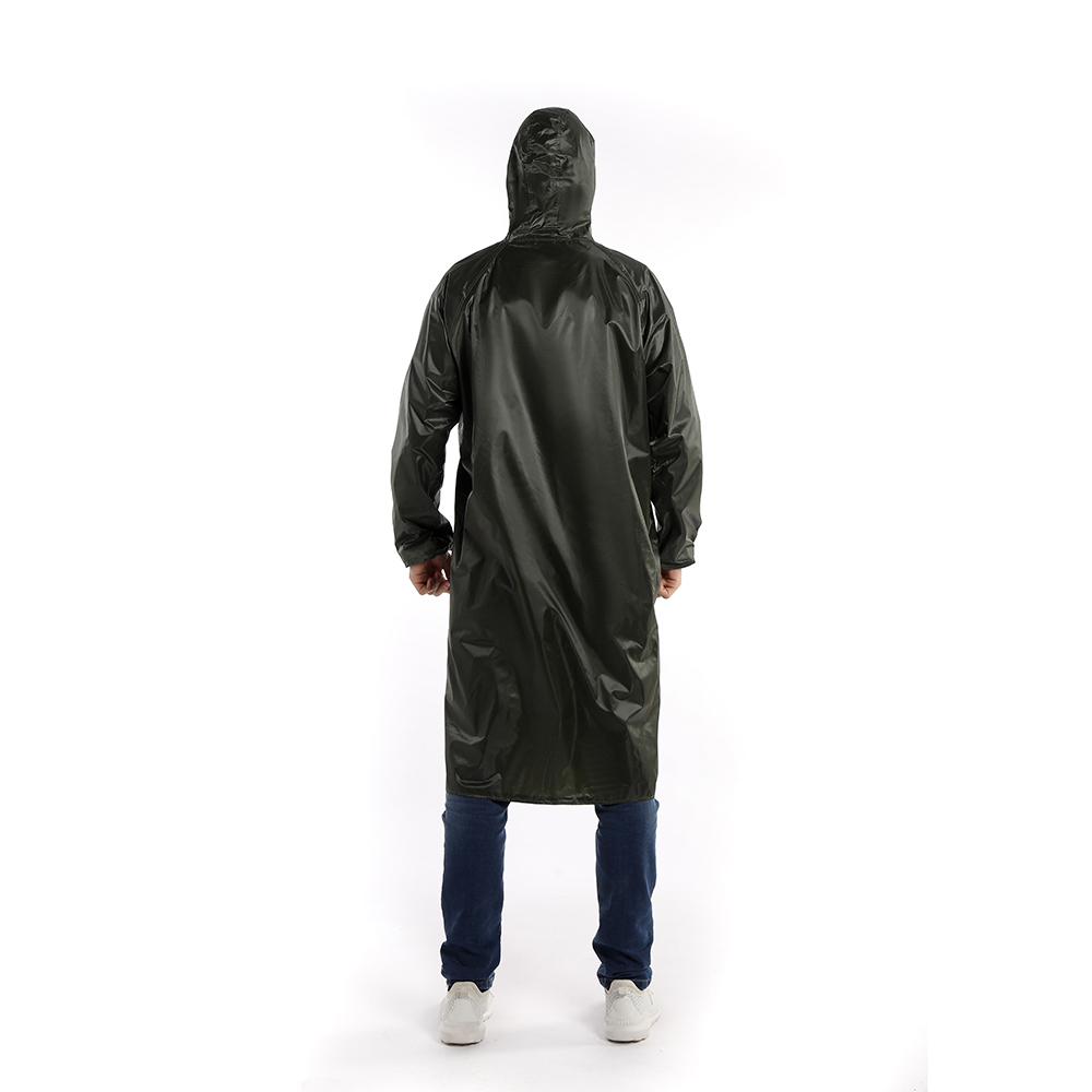 Factory High Quality PVC Men's Long Raincoat Waterproof Hooded Double Sleeve For Hiking Camping Travel