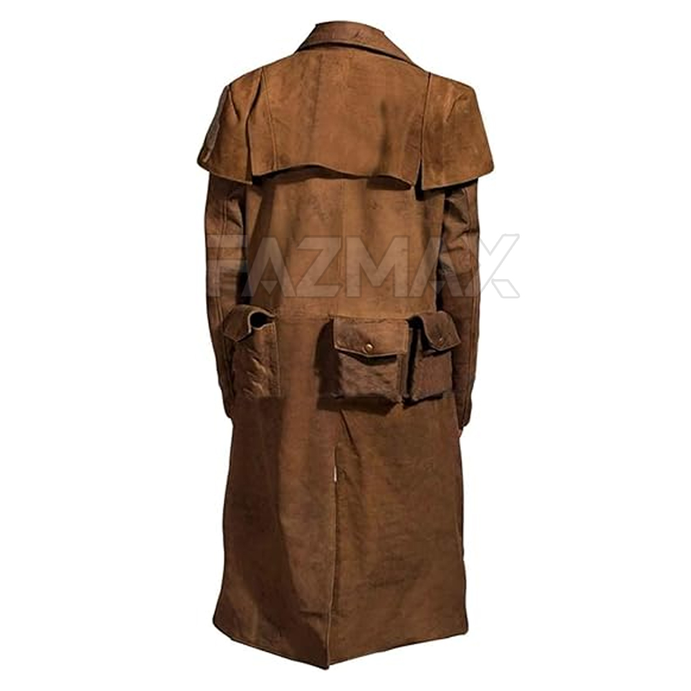 2025 Men Winter Season Long Leather Trench Coat Breathable Eco-Friendly Customizable Loose Fit Wholesale