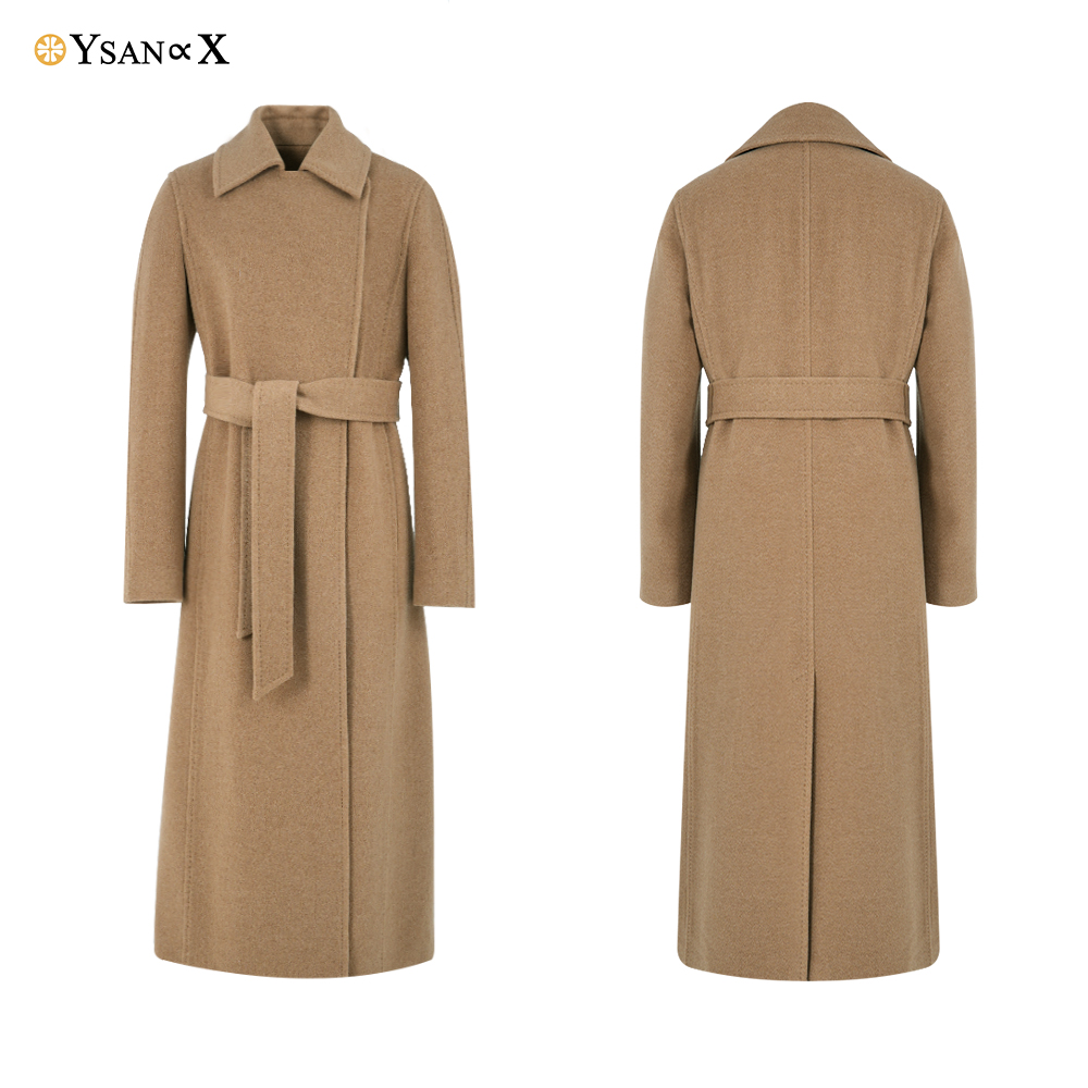 10% Alpaca 90% Australian Wool Long Trench Coat Women's Maxi Length Belted Overcoat Elegant Winter Outerwear OEM Bulk Orders