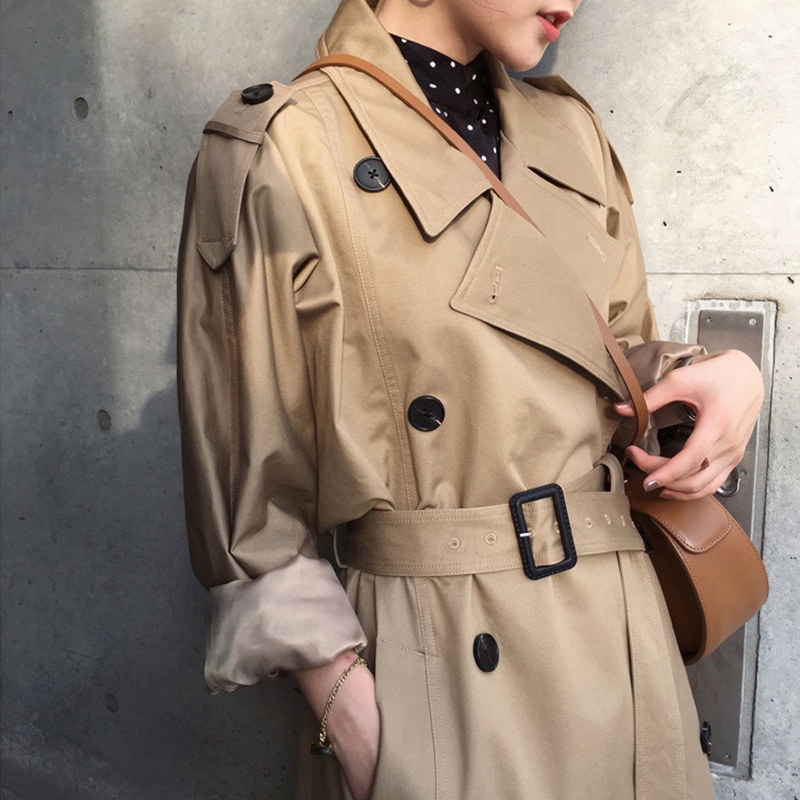 Good Quality Ladies Windproof Jacket With Belt Oversized Windbreaker Spring Coats Long Trench Coat Plus Size Coats