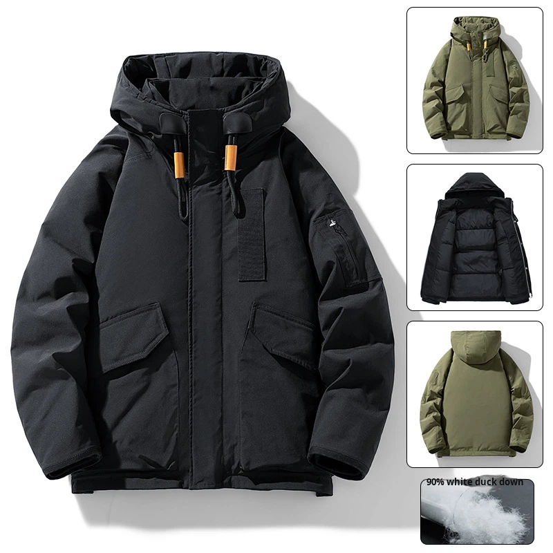 Custom New Hooded Men's Trench Coat Winter Trendy Fashion 100% Polyester Zipper Closure Windproof Warm Workwear