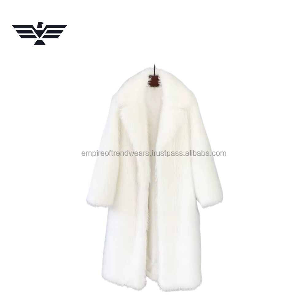 OEM Luxury Men's Brown Fox Fur Long Woven Coat High Quality Thick Winter Overcoat Warm Trench Coat Anti-Shrink 90% Customized
