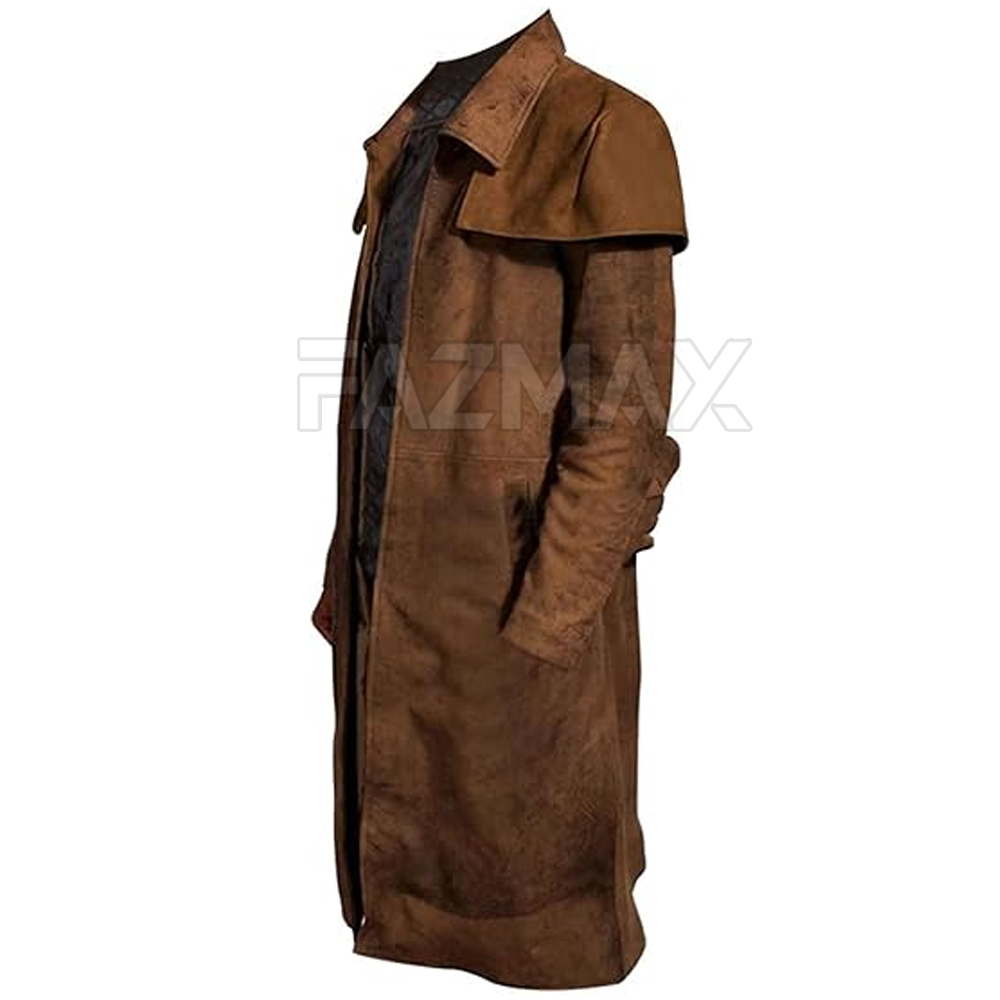 2025 Men Winter Season Long Leather Trench Coat Breathable Eco-Friendly Customizable Loose Fit Wholesale