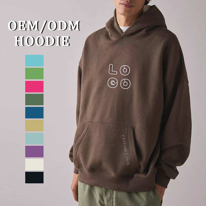 Custom Logo Printed 500GSM Heavyweight Hoodie Unisex Boxy Oversized Cotton Fleece Sweatshirt