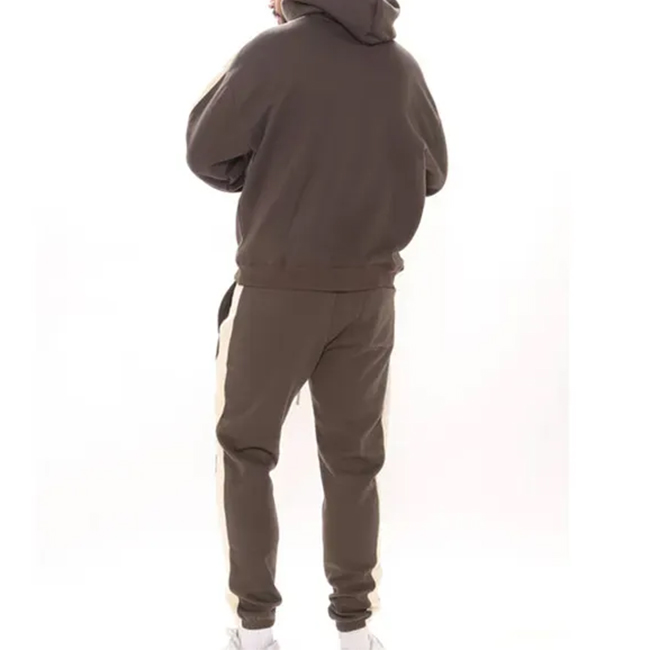 Xunfei OEM Custom Tracksuit Baggy Heavyweight Men Sweatsuit Side Striped Jogger Sweatshirt and Sweatpants Set