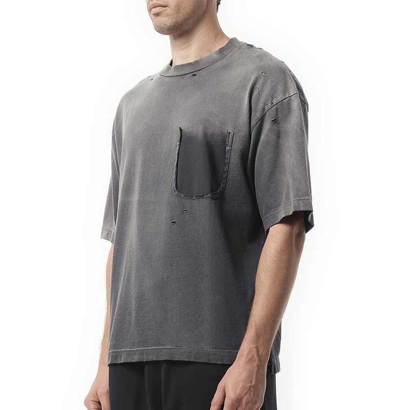 Heavyweight T-shirt Men Graphic Sun Faded Crew Neck Cropped Boxy Tees Screen Printed Tshirt Custom