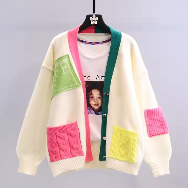 2026 Winter Cardigan Solid Color Women's Temperament Fashionable Sweater Knitted Sweater