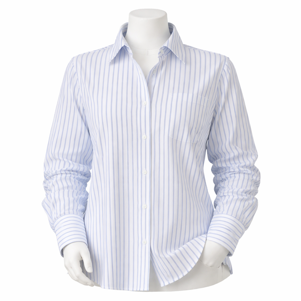 Women Modern Fashion Striped Cotton Satin Oversized Shirt Relaxed Fit Long Sleeve Button Down Blouse