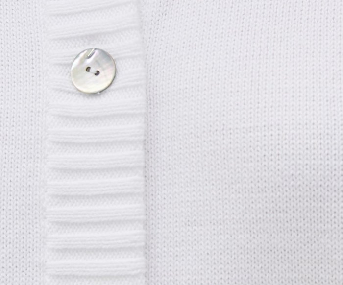 100% Cotton Crew Neck Long Sleeve Button Placket Wome's Cardigan Sweater