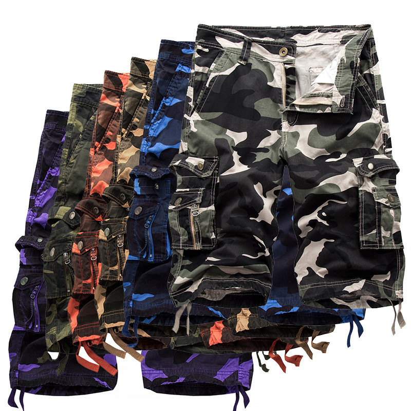 2021 Multi-colored 100 Cotton Classic Relaxed Fit Casual Streetwear Printed Camo Mens Cargo Shorts Pants With 6 Pockets