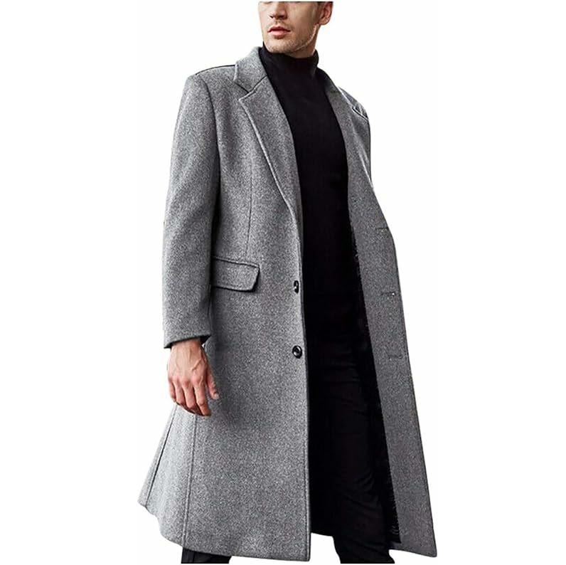 New Arrival Unisex Solid Color Woolen Overcoat Trench Long Sleeve Soft Breathable Customized Color &amp; Logo Men's Casual Outerwear