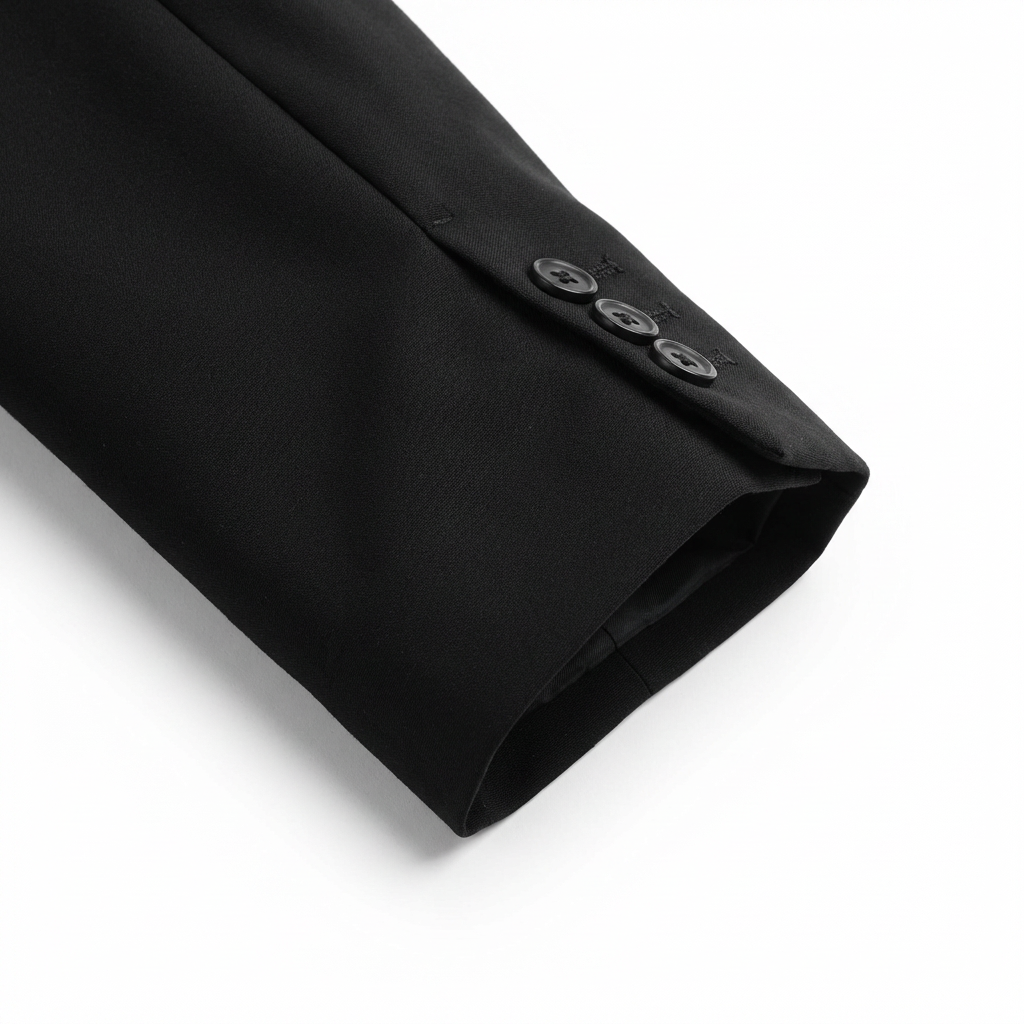 Men's Classic Black Woolen Tailored Blazer Solid Color V-neck Slim Fit Office Business Casual Custom Formal Wear Jacket